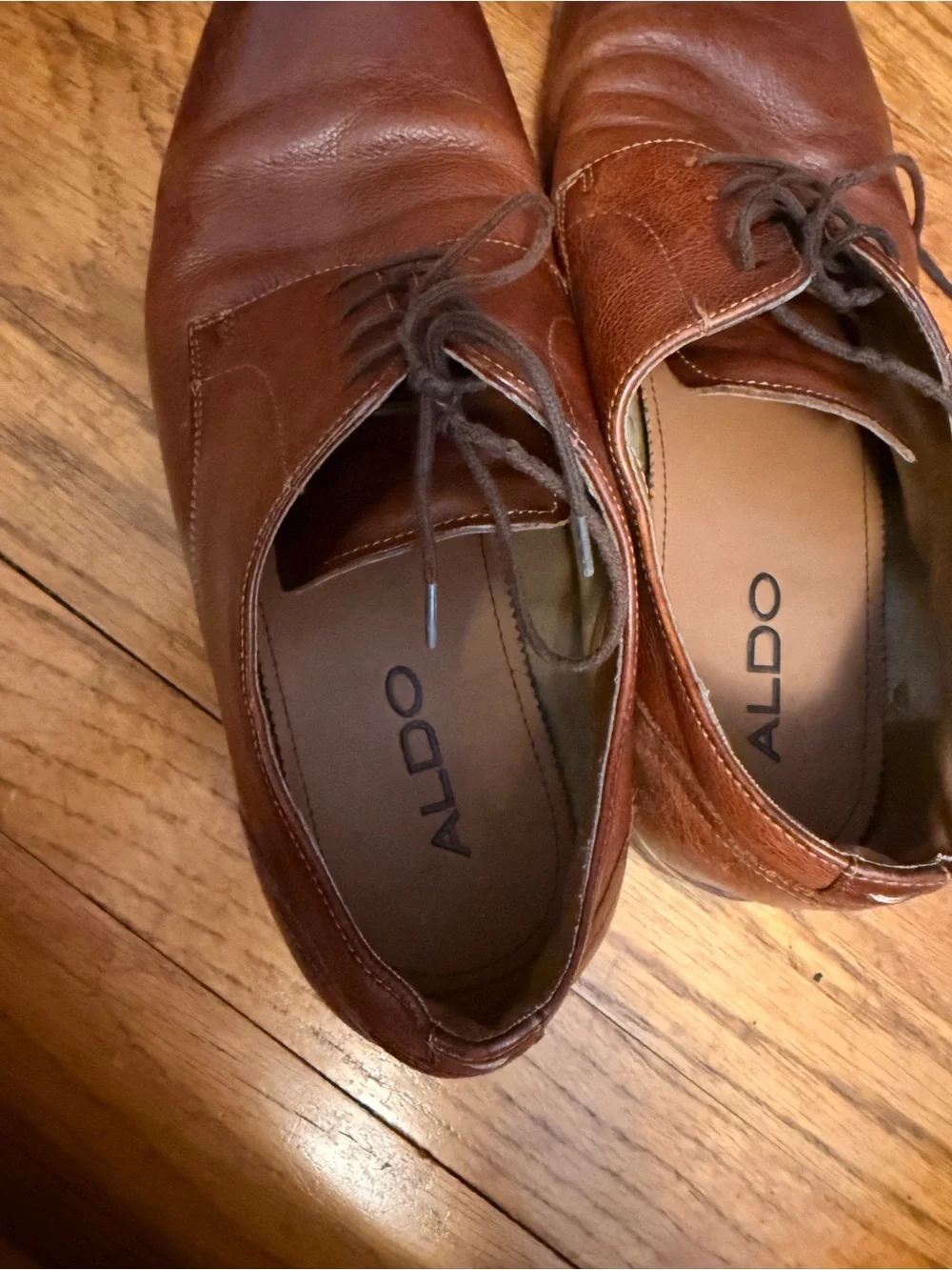 Aldo Men's Chestnut Brown Leather Lace-Up Oxfords
